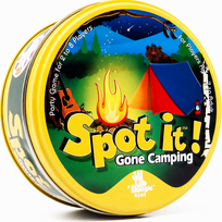 Stalo žaidimas Spot It Gone Camping, 55 apvalios kortos, kelioninio dydžio vakarėlių ir šeimos žaidimas, kortų žaidimas vaikams ir suaugusiems, stalo kortų žaidimas