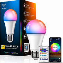 Išmani RGB LED lemputė, su nuotolinio valdymo pulteliu, E27 cokolis, 10 W, išmanioji spalvota lemputė, nuotoliniu būdu valdoma LED lemputė