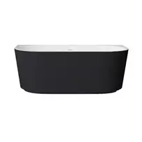 Laisvai pastatoma akrilinė gofruota vonia prie sienos Balneo Viva No Rim 160×75 cm - Balta/juoda - 160cm