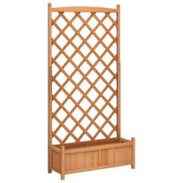 vidaXL Vazonas su grotelėmis, rudas, 90x35x180cm, eglės medienos masyvas
