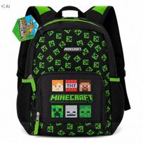 Minecraft miesto mokyklinė kuprinė, juoda ir žalia, modelis 426