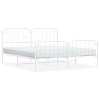 vidaXL Lovos rėmas su galvūgaliu/kojūgaliu, baltas, 183x213cm, metalas