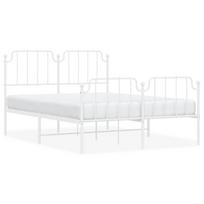 vidaXL Lovos rėmas su galvūgaliu/kojūgaliu, baltas, 135x190cm, metalas