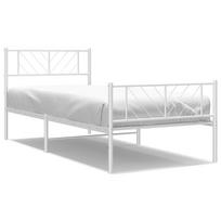 vidaXL Lovos rėmas su galvūgaliu/kojūgaliu, baltas, 100x200cm, metalas