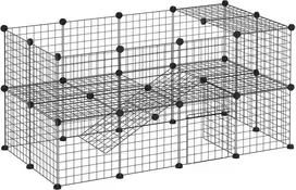 "PawHut" užtvara "pasidaryk pats" aptvaras mažiems gyvūnams, šuniukų aptvaras, 36 plokštės, juoda, 146x73x73cm