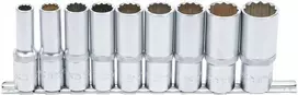 Bgs Technic Galvučių rinkinys 12 kampų, ilgos | 12,5 mm (1/2") | 10 - 24 mm | 9 vnt. (5253)