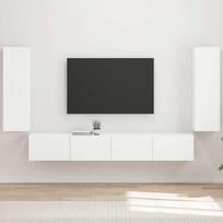 TV staliukas TV sieninio kabineto komplektas 4 vnt. Balta Apdirbta mediena