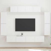 TV staliukas Televizoriaus spintelė 8 vnt. 98 x 31 x 29,5 cm Balta