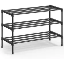 Songmics Batų lentyna 3 lygių, sudedama viena ant kitos, juoda, 62,3 × 30 × 55 cm