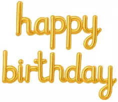 Folinio baliono girlianda „HAPPY BIRTHDAY“ – auksinė