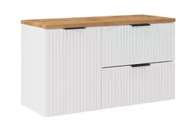 Vonios baldų komplektas Comad Adel White 100 cm su stalviršiu ir skalbinių krepšiu, balta