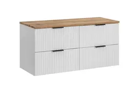 Pakabinamų vonios spintelių komplektas su stalviršiu Comad Adel White, 120 cm, balta