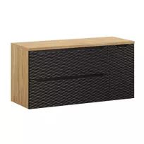 Pakabinamų vonios spintelių komplektas su stalviršiu Comad Ocean Black, 120 cm, smėlinė/juoda
