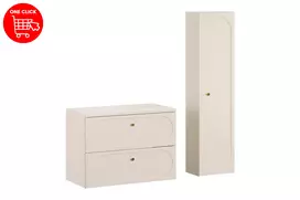 Pakabinamų vonios spintelių komplektas su stalviršiu ir aukšta spintele Comad Donna Sand, 80 cm, smėlinė