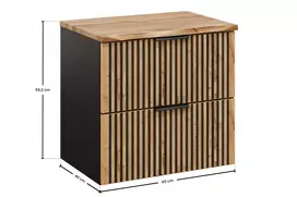 Pakabinama vonios spintelė su stalviršiu Comad Xilo Black Nature Wotan, 60 cm, smėlinė