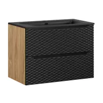 Pakabinama vonios spintelė su praustuvu Comad Ocean Black Sky, 80 cm, juoda