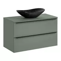 Pakabinama vonios spintelė su stalviršiu ir pastatomu praustuvu Comad Sombra Green Lena, 100 cm, žalia
