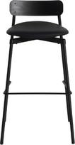 Petit Friture Baro kėdė Fromme Wood 75 cm su paminkštinta sėdyne, oda, juoda