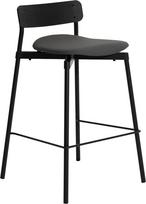 Petit Friture Baro kėdė Fromme Wood 65 cm su apmušta sėdyne, oda, juoda