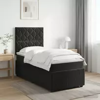 Spyruoklinė lova su čiužiniu Juoda 90 x 190 cm Aksomas