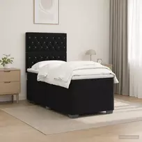 Spyruoklinė lova su čiužiniu Juoda 90 x 190 cm Aksomas