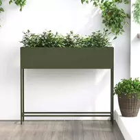 Pakeltas Sodo Vazonas Alyvuogių žalia 100 x 26 x 82 cm Plienas