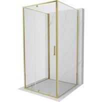 Mexen Exo-R 3S trijų sienelių 120 x 120 cm matmenų atveriama dušo kabina, skaidri, auksinė - 819-120-120-50-00-3S