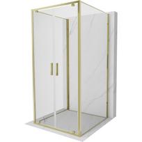 Mexen Exo-BR Duo 3S trijų sienų dušo kabina su atveriamomis durimis, 90 x 90 cm, skaidri, auksinė - 8182-090-090-50-00-3S