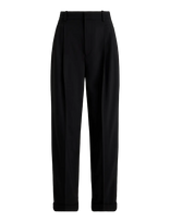 Polo Ralph Lauren - Bacall Wool-Blend Faille Pant - Plačios kelnės - Juoda