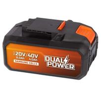 POWERPLUS Dual Power 2x20V 4AH baterija 40V arba 8Ah įrankiui su 20V dvigubos galios elektriniu įrankiu – suderinama su 40V ir 20V įrankiais