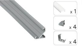 LED profilio komplektas BARDE kampinis, aliuminis, anoduotas, matinis dangtelis  2.02 m
