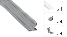 LED profilio komplektas BARDE kampinis, aliuminis, anoduotas, matinis dangtelis  3 m