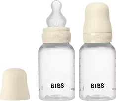 Bibs SEILINTUKAI - Kūdikių buteliukai apvalūs silikoniniai, 2 vnt. - Dramblio kaulo spalvos - 150 ml