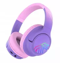 Ausinės vaikams PowerLocus Bobo belaidės LED AUX violetinė