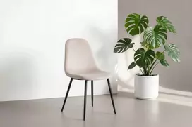 Venture Design Valgomojo kėdės 2 vnt., juodos kojos, smėlio spalvos veliūras