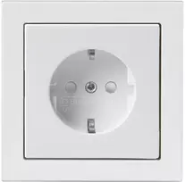 fix-pro ABB „Impressivo“ viengubas lizdas, komplektuojamas su dangteliu ir rėmeliu, baltai blizgus (RAL9016), 16A 250V, „Schuko“ ir saugikliu.