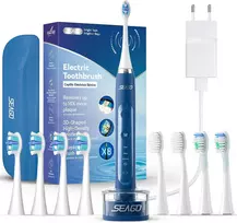 seago elektrinis ultragarsinis dantų šepetėlis su belaidžiu įkrovimu, 3 režimais ir 8 galvutėmis SG2731