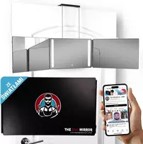 LIPFISBARBERSHOP.COM trijų dalių kirpimo veidrodis su LED apšvietimu ir 360° vaizdu