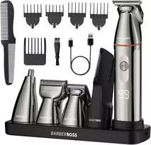 Barzdaskutė BARBERBOSS 5 viename barzdos ir plaukų trimeris su USB įkrovimu QR-6010