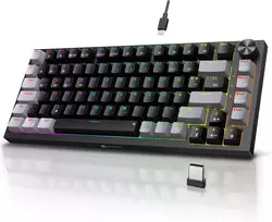 KOORUI mechaninė belaidė žaidimų klaviatūra Bluetooth, RGB, QWERTZ, 82 klavišai, MK082-Raudonas