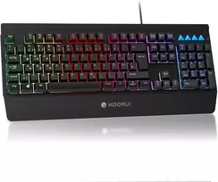 KOORUI žaidimų klaviatūra QWERTZ su RGB apšvietimu ir riešo atrama K0104