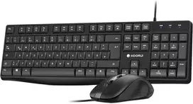 Klaviatūra KOORUI belaidis klaviatūros ir pelės rinkinys 2,4 GHz QWERTZ, 104 klavišai, BKC01-Juodas