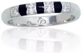 Diamond Sky Jewelry Sidabrinis žiedas su cirkoniais ir emaliu „Domino“