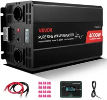 Grynosios sinusoidės invertorius 4000 W, 12 V DC į 230 V AC, su LCD ekranu