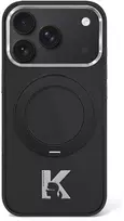Dėklas Karl Lagerfeld IML Ring Stand 360 Kameo Metal MagSafe Case for iPhone 17 Pro / 18 Pro - Juoda