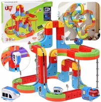 Jokomisiada MAGNETIC BLOCKS Magnetic track for trains - 178pcs DIY train ZA6331