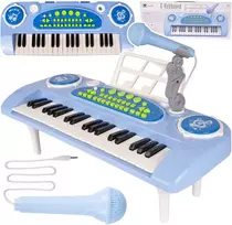 Malplay Vaikiškas pianinas 37 klavišų su mikrofonu, mėlynas, USB, MP3