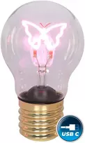 Hand Light Dekoratyvinė šviesa lemputė; įkraunama 250mah, li-ion usb-c; įjungimas/išjungimas; daugiaspalvis drugelis