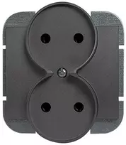 Plastrol Kištukinis lizdas dvigubas -onyx- p/t 2x2p 16a, 250v rėmelių sistemai, antracito