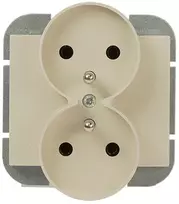 Plastrol Dvigubas kištukinis lizdas -onyx- p/t 2x2p+su 16A, 250V rėmelio sistemai, smėlio spalvos